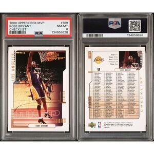 2000 Upper Deck MVP Checklist Kobe Bryant #189 PSA 8 NM-MT MINT Lakers HOF Mamba
